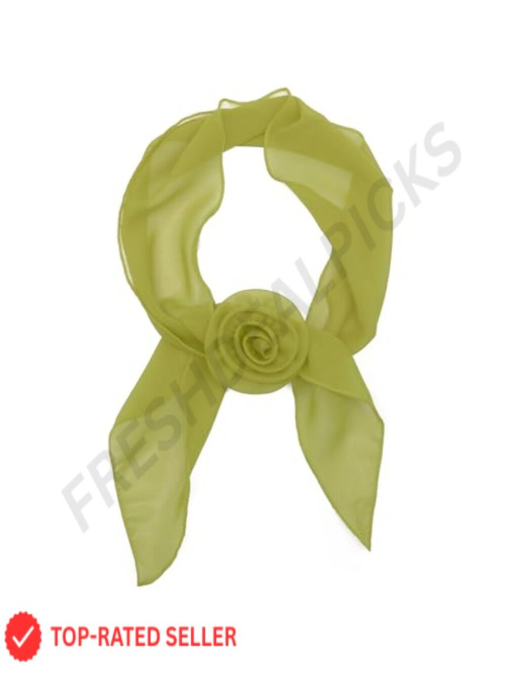 Women's Long Polyester Neck Scarf with Removable Flower Brooch
